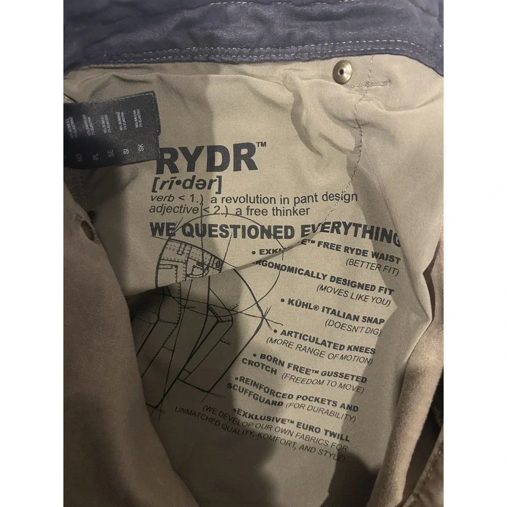 Kuhl Rydr Mens 34x29 Brown Vintage Patina Dye Canvas Outdoor Pants 5016